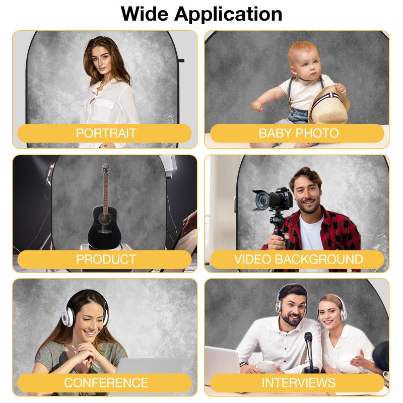 Kate Pop up Collapsible Backdrop for Photography Folded Double Side Gray Grey Collapsible Background for Photographers, 5x6.5ft - Image 5